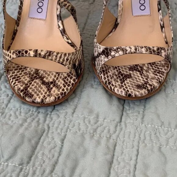 Jimmy Choo Ivette Sandals Snakeskin Light Platinum Size 34 w/ Box Dust Bag - Picture 13 of 15